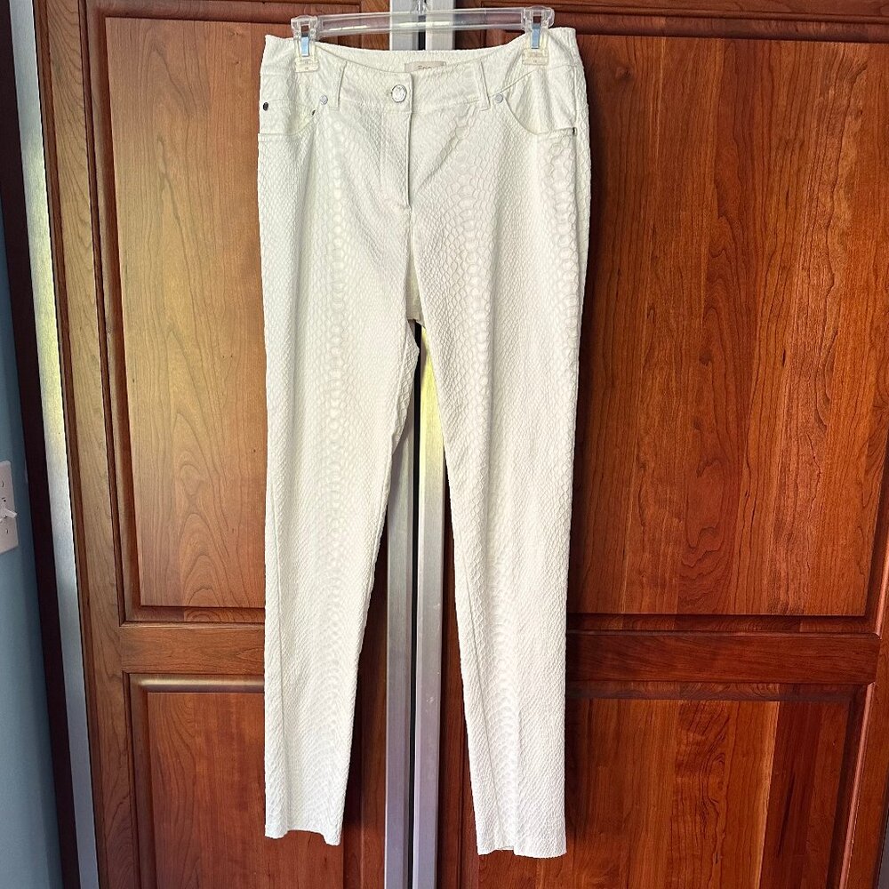 Eric White Snake Textured Fabric Dress Pants